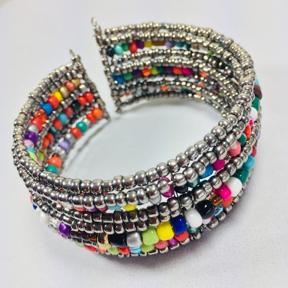 Bracelet black rainbow color seed bead Women seed bead jewelry Seed bead bracelet
