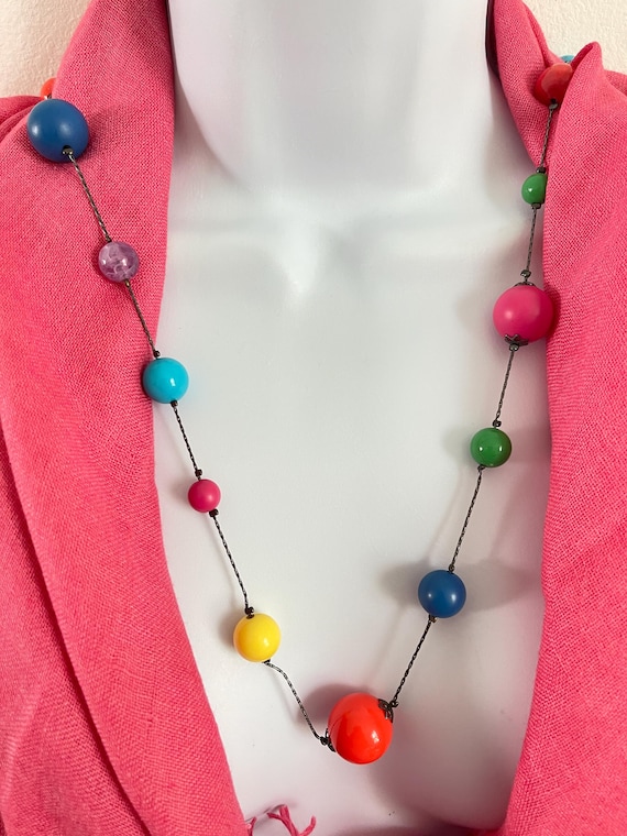 Multicolor necklace Statement beads necklace Colo… - image 1