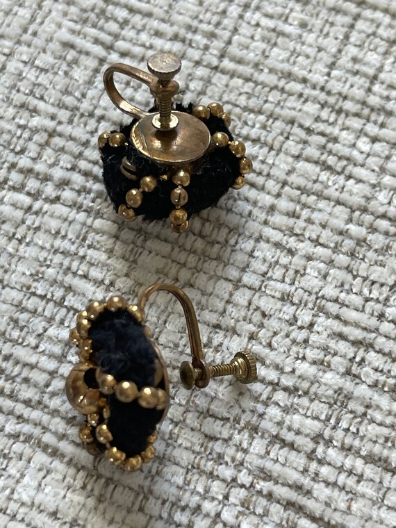 Black/gold screw back earrings Hand made earrings… - image 9