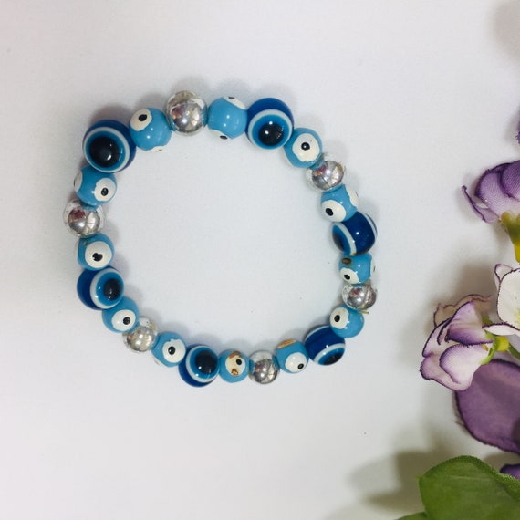 Evil eye blue plastic/metal bracelet Lucky evil ey