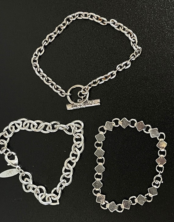 Lot of 3 Bracelets Vintage silver tone chain metal