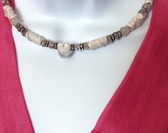 Pink Wire Choker/Bracelet Art Glass Crystal Wrap Clear Handmade
