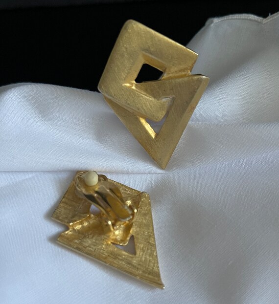 Gold clip-on earrings Triangle clip-on earrings G… - image 1