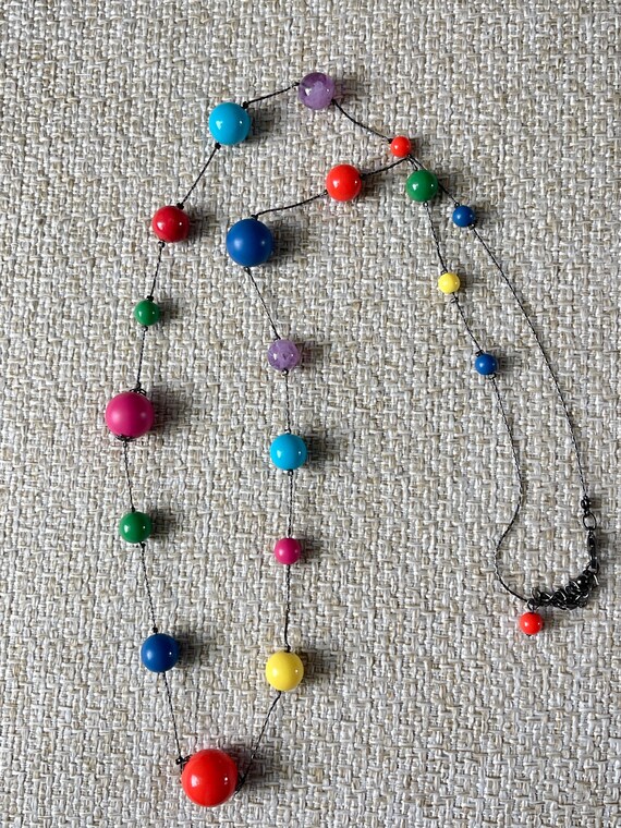 Multicolor necklace Statement beads necklace Colo… - image 3