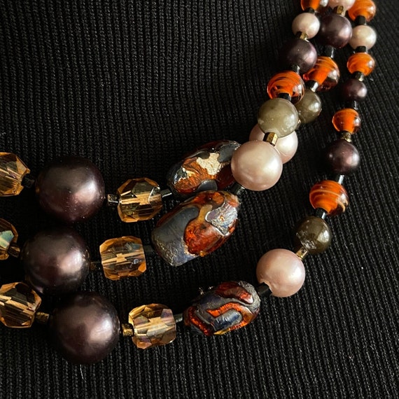 Brown choker Metal/glass beads choker - image 3