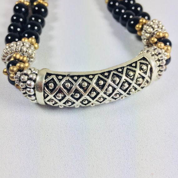 Vintage silver/black statement choker Women's sil… - image 1