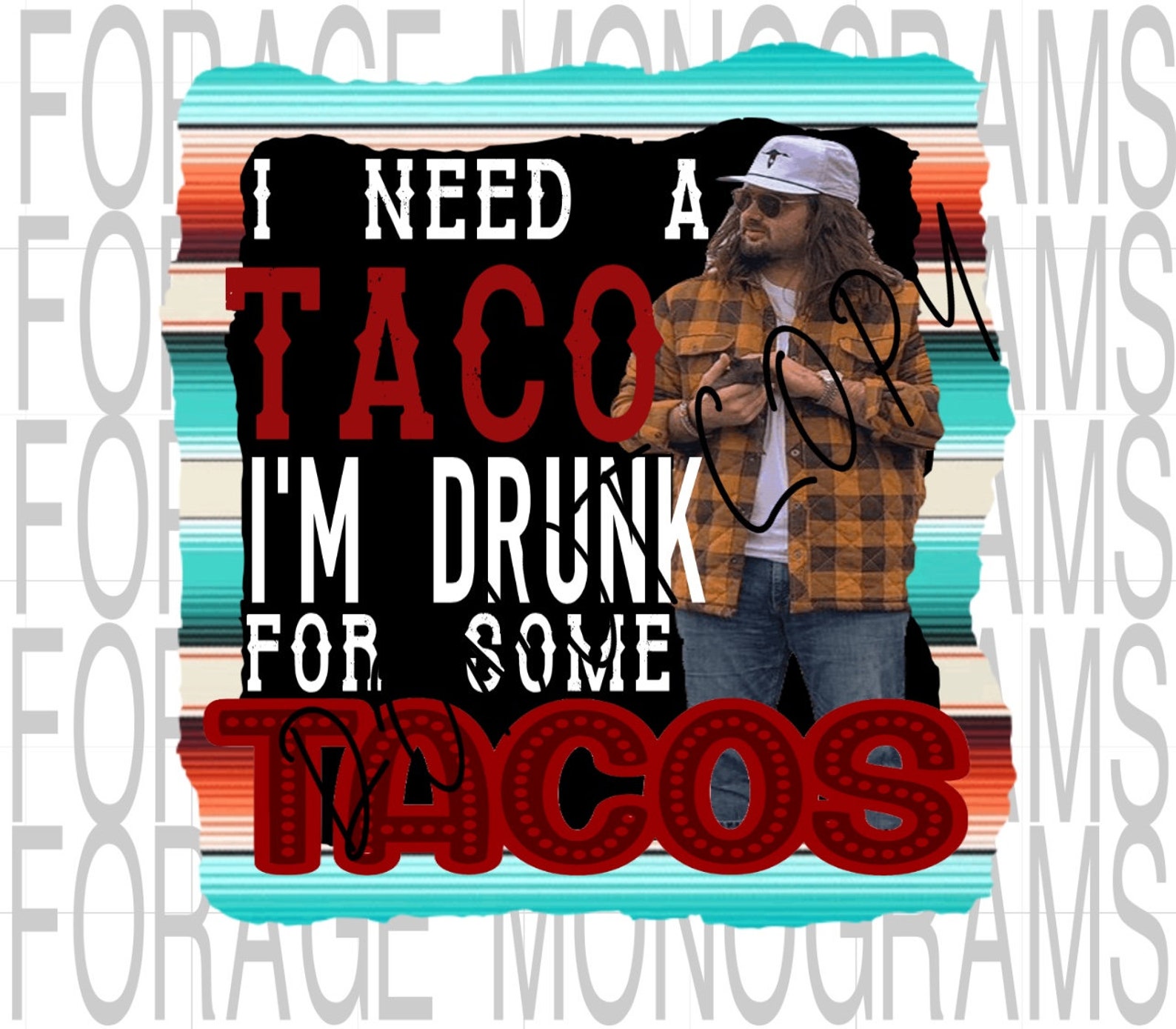 Koe Wetzel taco sublimation Etsy