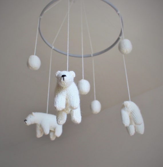 A Polar Bear Gathering Baby Mobile Hanger Hand Crafted Etsy