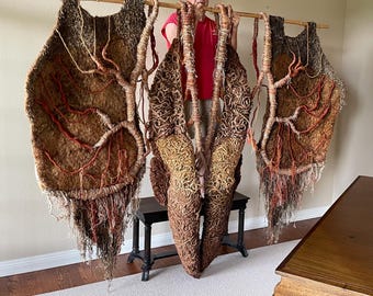 1970 Enorme moderne wanddecoratie van vezeltextiel uit het midden van de eeuw