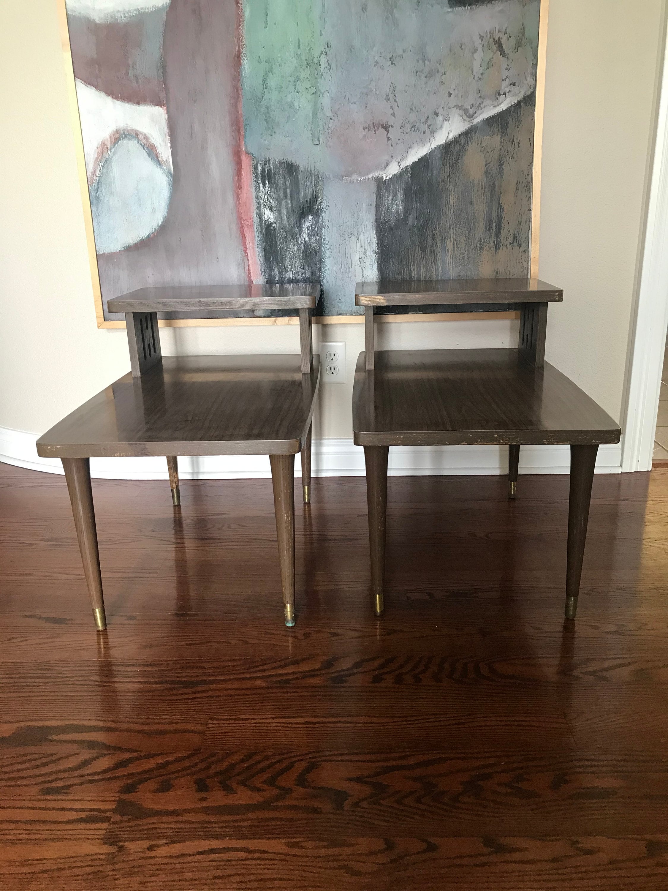 Pair Set Mid Century Modern Wooden End Side Tables - Etsy