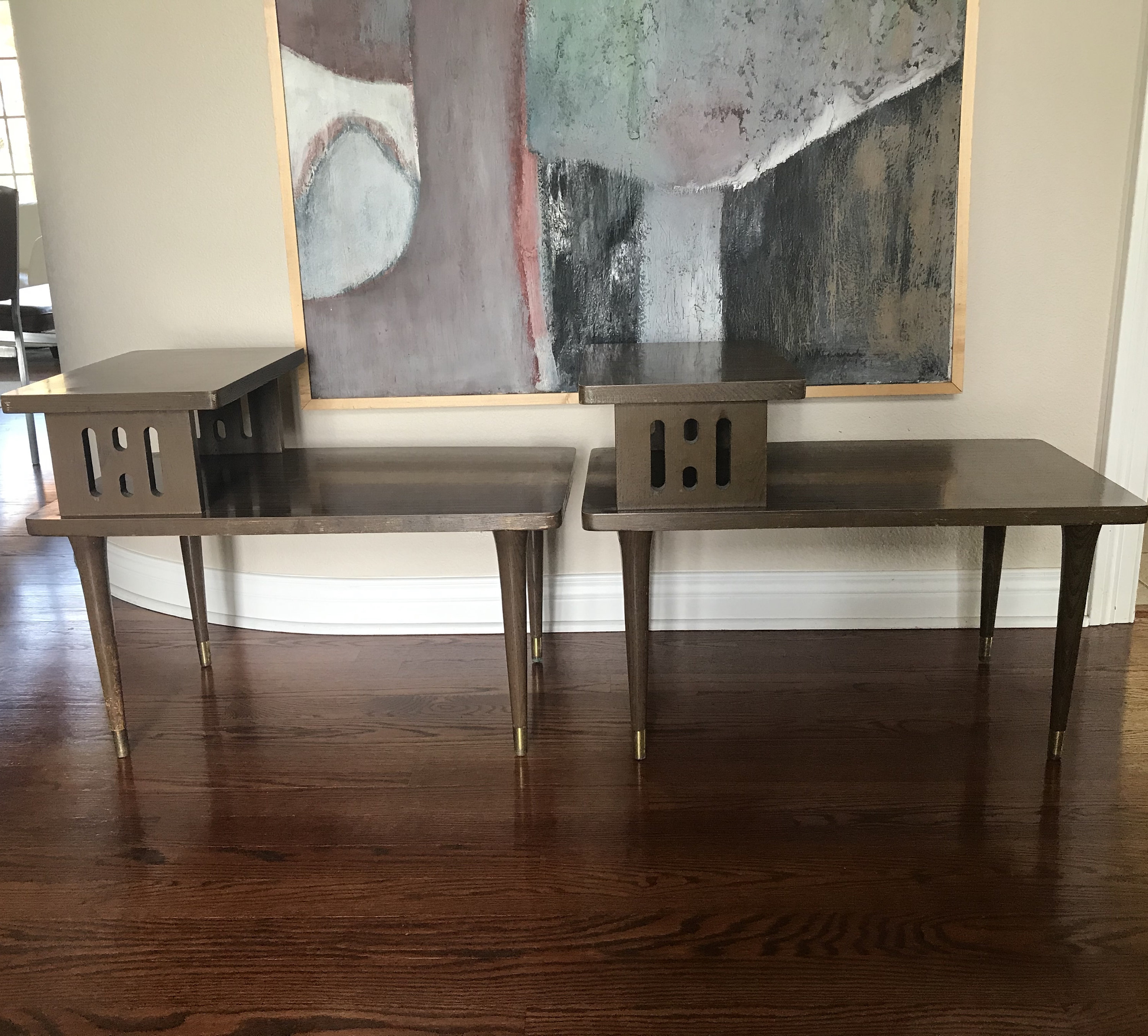 Pair Set Mid Century Modern Wooden End Side Tables - Etsy