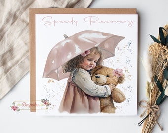 Teddy Bear Cuddles Personalised Get Well Soon Card