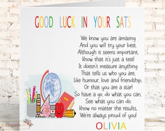 Personalised Good Luck Sats  Exam Card