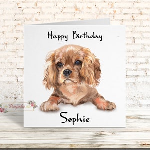 Ruby King Charles Cavalier Birthday Card