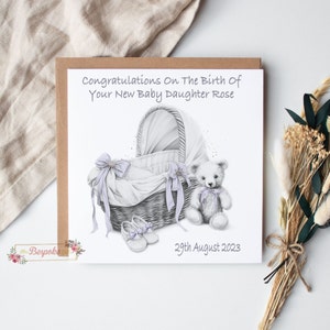 Personalised New Baby Girl Card,Baby Girl Card,Card Baby Girl,Congratulations On The Birth,New Baby Girl Card,Custom New Baby Girl Card
