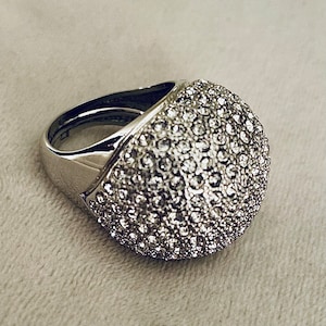 Vintage Rhinestone Dome Sparkle Cocktail Ring