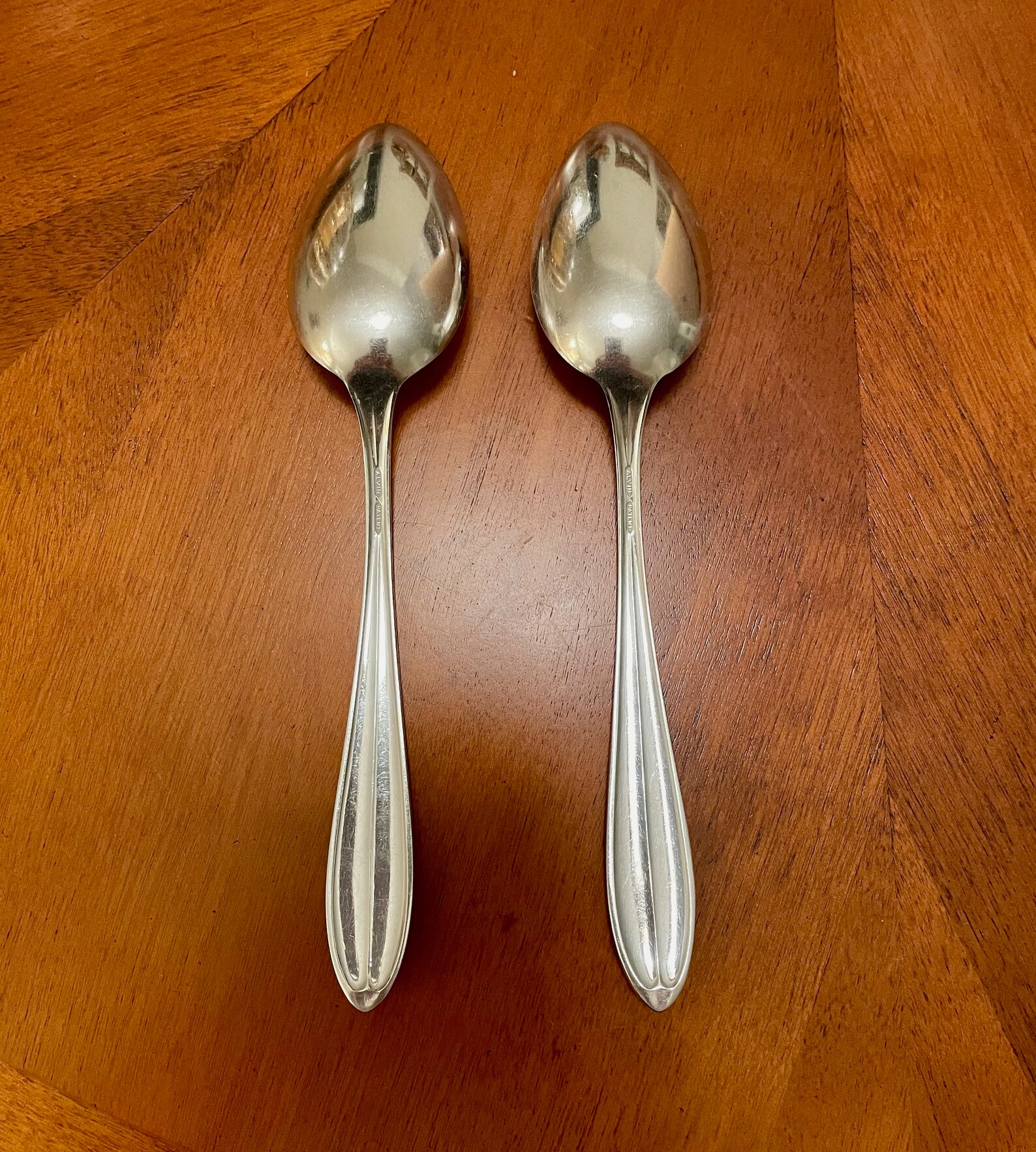 Antique 2 Spoons Alvin Patent Silver Plate 'victory' Alvin Patent