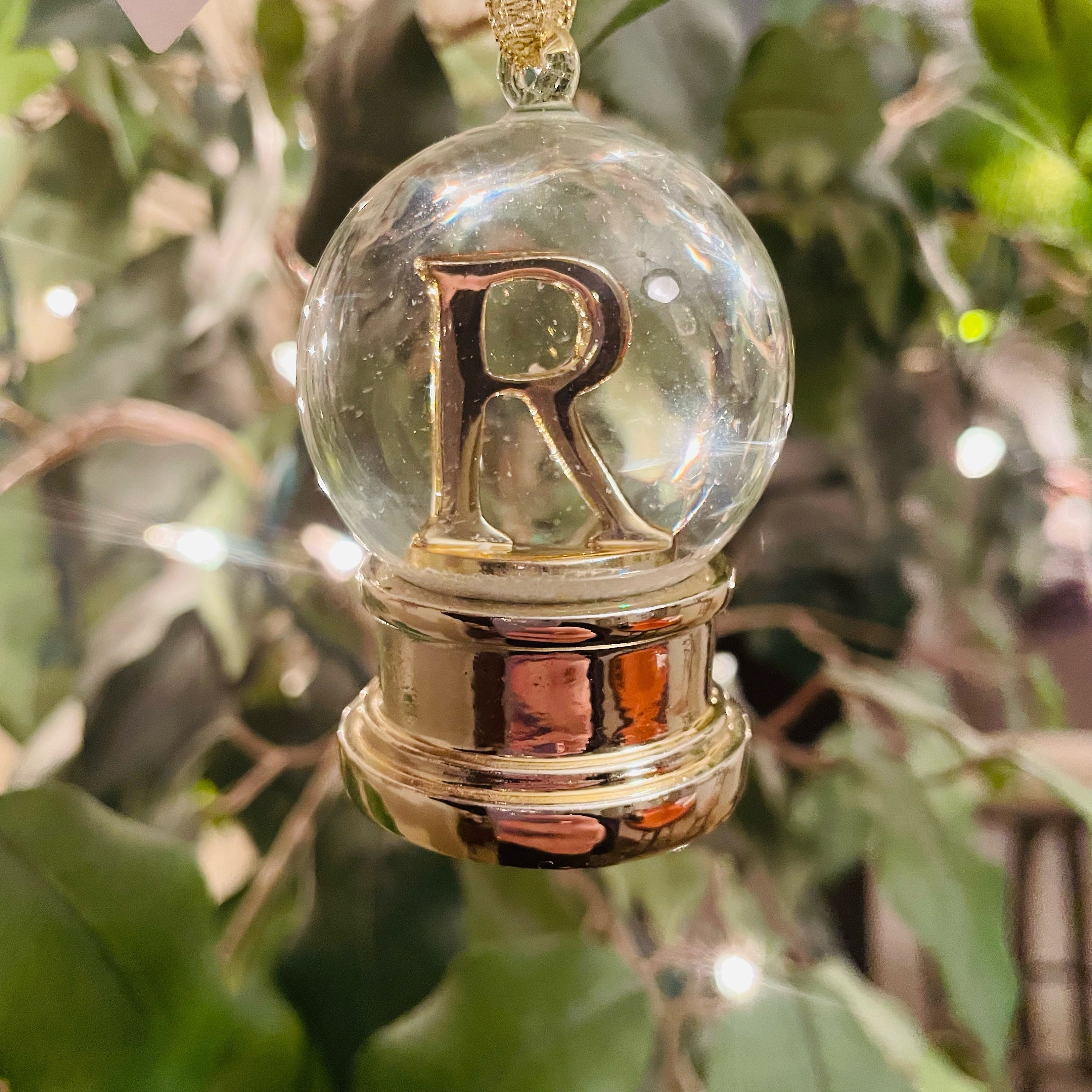 Metal Monogram Christmas Tree Ornament Letter R Silver - Wondershop™