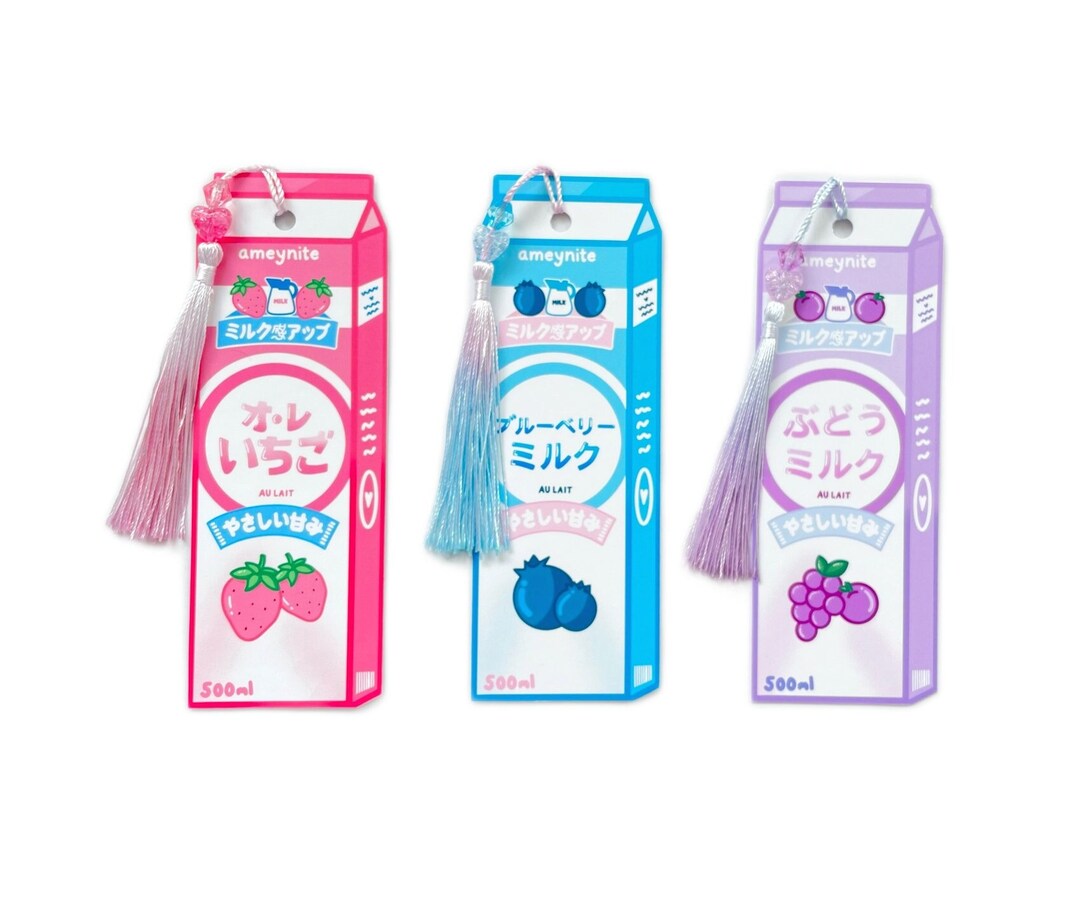 Kawaii Japanese Fruit Milk Bookmark Stationary Reading Etsy UK