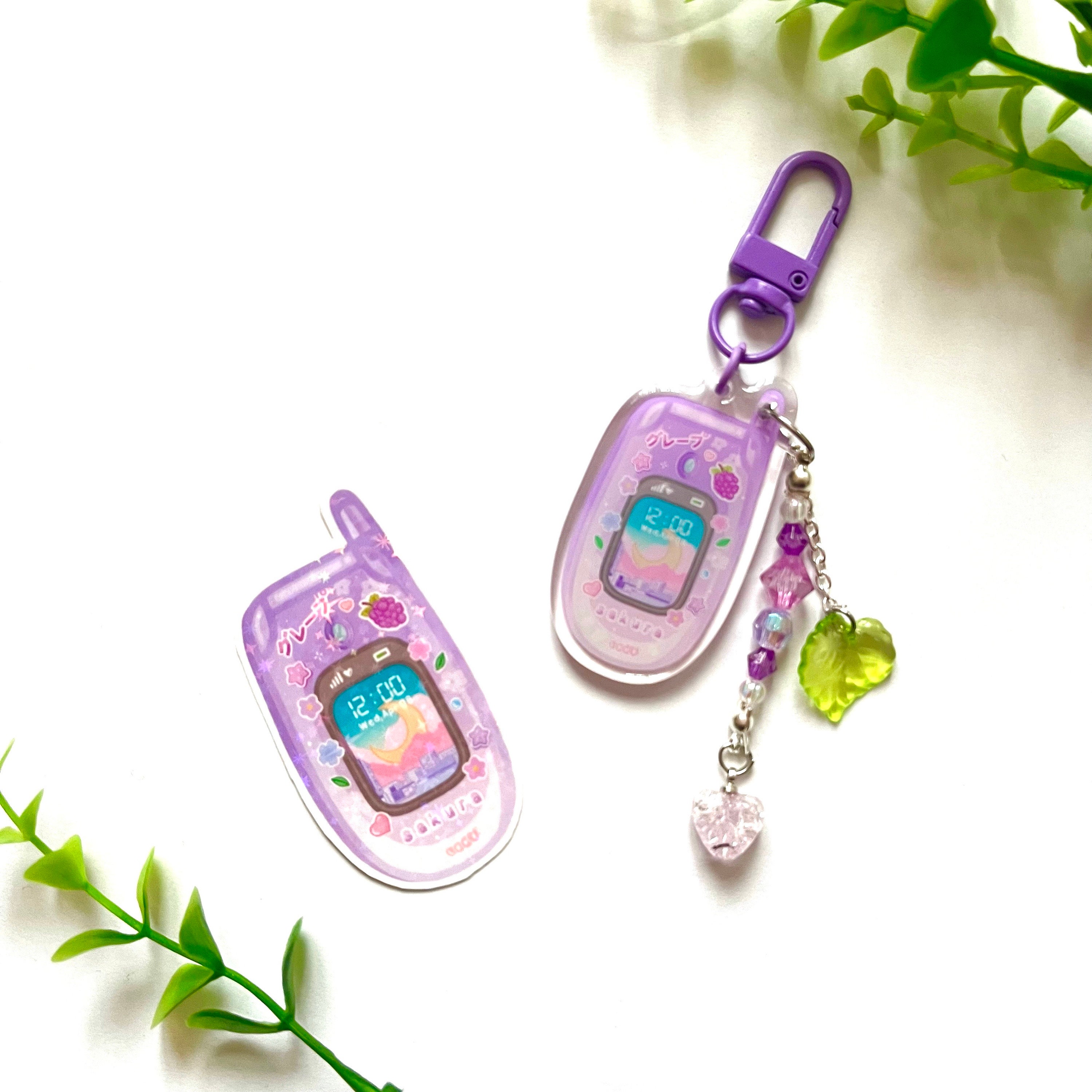 Custom Photo Purple Flip Phone Charm Keychain - Kawaiienvy – kawaiienvy
