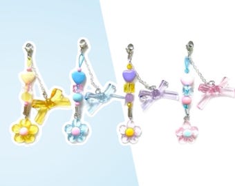 クリアフラワー - 電話チャーム/ダストプラグ - 電話、スイッチチャーム、キーリング、ベストフレンド/BFFチャーム