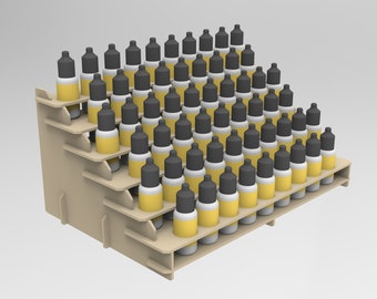 Paint rack for vallejo bottles - Laser cut / Cnc template - 3mm material thickness, dxf pattern, laser cut file, cnc engraving file