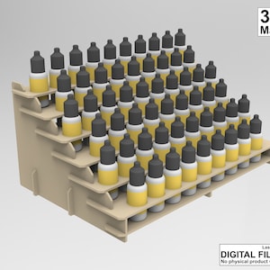Template - Paint rack for vallejo bottles - Laser cut / Cnc template - 3mm material thickness, dxf pattern, laser cut file