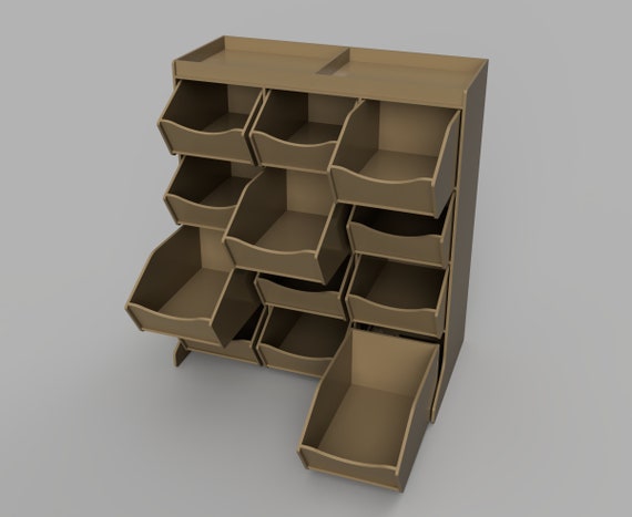 Modello Organizer per contenitori con 12 cassetti Taglio laser / Modello  Cnc Spessore del materiale 3 mm, modello dxf, file di taglio laser -   Italia