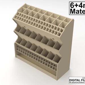 Template - Wall Mount Tool Organizer - Laser cut template - 6 + 4mm  material thickness, dxf pattern, laser cut file