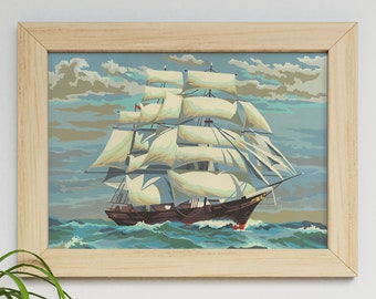 DOWNLOAD! Paint by Number of a clipper ship at sea | 24" x 18", 14" x 11", 10" x 8"