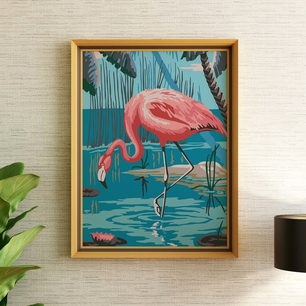 DOWNLOAD! Paint by Numbers of a flamingo *FINISHED* | flat + vector | 16" x 20