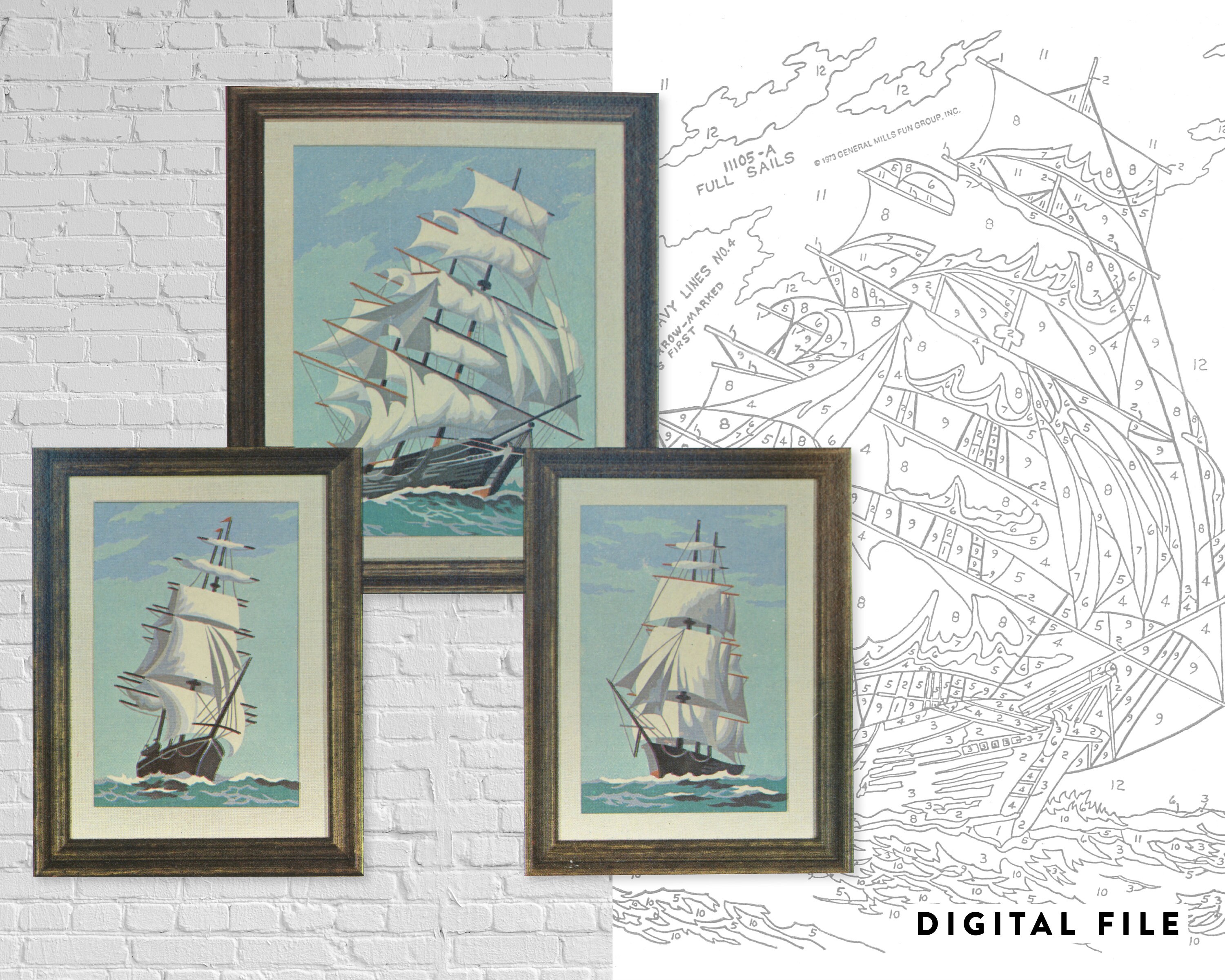 download vintage paint by number kit of full etsy