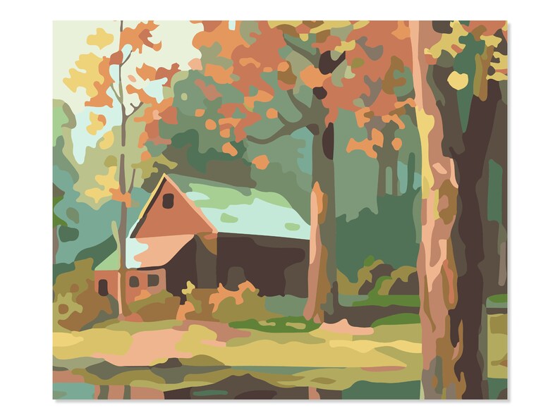 DOWNLOAD Paint by Numbers of a Cabin in the Woods FINISHED - Etsy