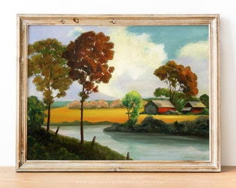 DOWNLOAD! Fall landscape originally painted in the 1950s | 20" x 16" | 14" x 11" | 10" x8"