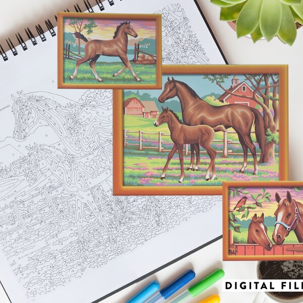 Paint by Number Horses - Etsy