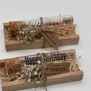 Geld Geschenk Glas Happy Birthday in Klötzchen