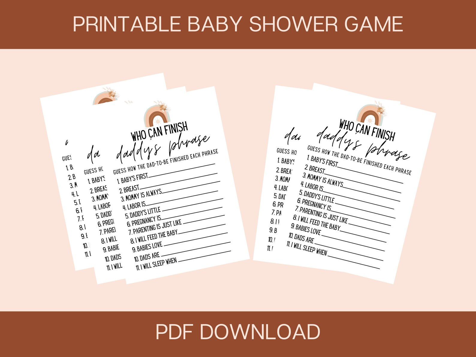 Boho Rainbow Baby Shower Game Boho Baby Shower Game Printable Baby ...