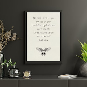 Words are Magic Wizard Quote Poster Owl - Inspirational Quote, Trendy Posters, Cute Prints, Positive Poster Digital Print