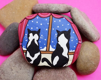 Downloadable Snow Cats Rock Painting Tutorial