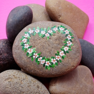 Downloadable Floral Heart Painted Rock Tutorial