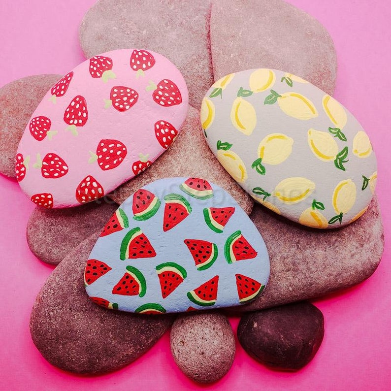 Downloadable Fruity Fun Rock Painting Tutorial - Etsy