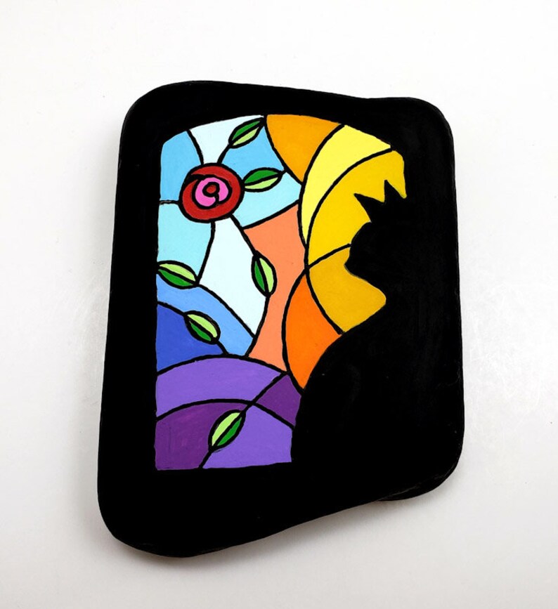 Downloadable Stained Glass Cat Painted Rock Tutorial - Etsy