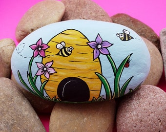 Downloadable Bee Happy Rock Painting Tutorial