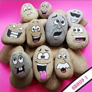 Downloadable Silly Faces Group 1 Rock Painting Tutorial