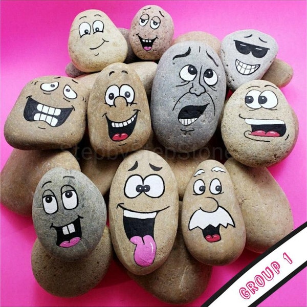 Downloadable Silly Faces Group 1 Rock Painting Tutorial