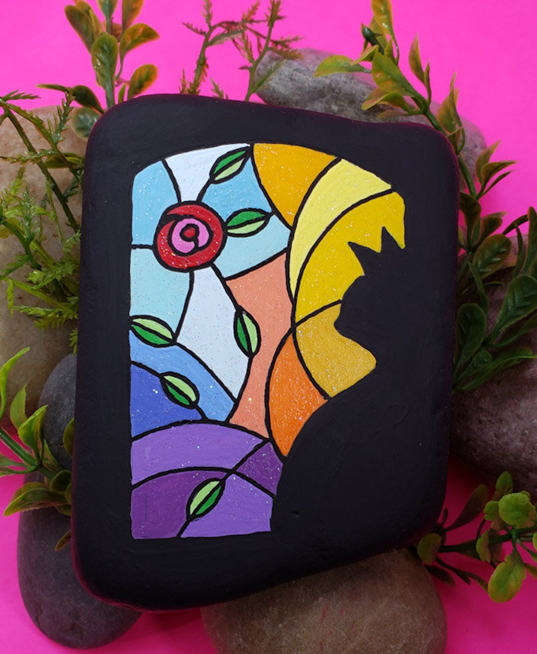 Downloadable Stained Glass Cat Painted Rock Tutorial - Etsy