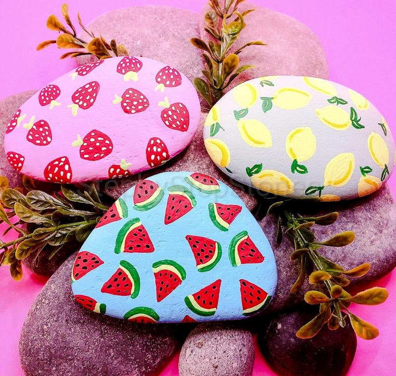 Downloadable Fruity Fun Rock Painting Tutorial - Etsy