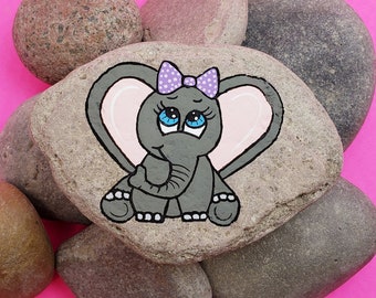 Downloadable Cheerful Elephant Painted Rock Tutorial