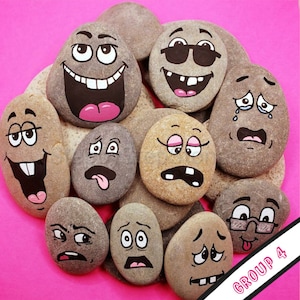 Downloadable Silly Faces Group 4 Rock Painting Tutorials