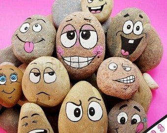 Downloadable Silly Faces Group 3 Rock Painting Tutorial